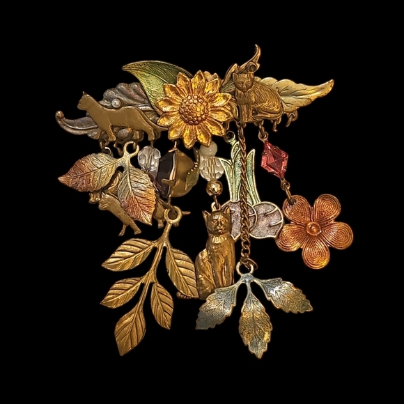 Vintage Animal and Floral Brooch - Picture 2 of 6